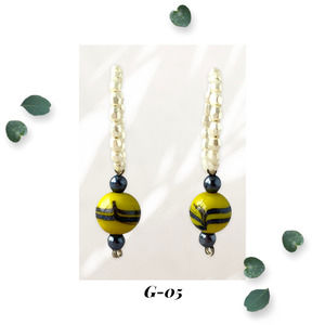 Line Dancer - Yellow and Blue Glass Hoop Earrings